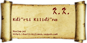 Kürti Kiliána névjegykártya